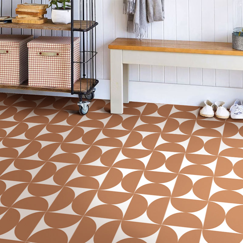 Brown Retro Geometric Pattern Peel and Stick Vinyl Floor Tile Sticker ...