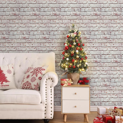 3D Whitewash Brick Peel and Stick Wall Tile