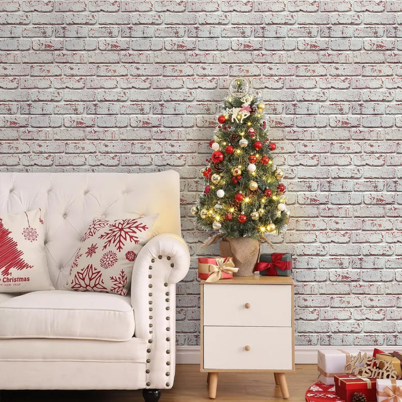 3D Whitewash Brick Peel and Stick Wall Tile