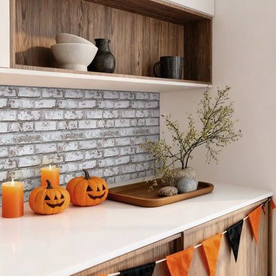 3D Rustic Whitewash Brick Peel and Stick Wall Tile