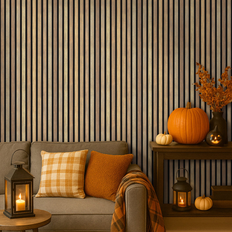 3D Slat Wood Peel and Stick Wall Tile