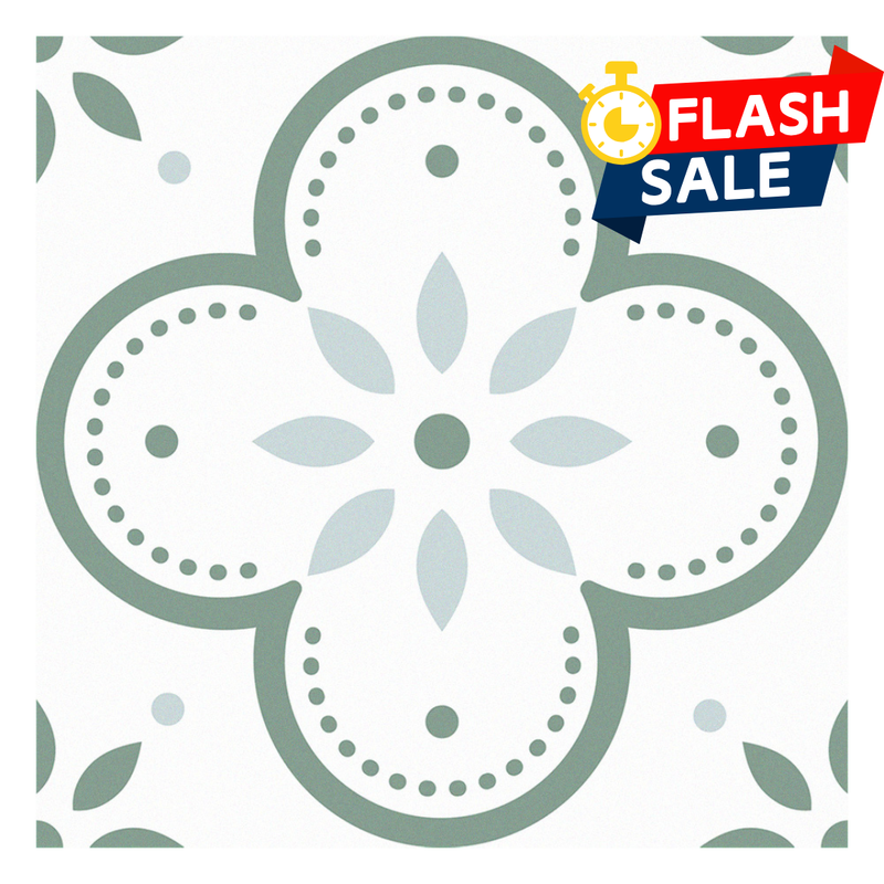 Light Green Flower Peel and Stick Vinyl Floor Tile Sticker