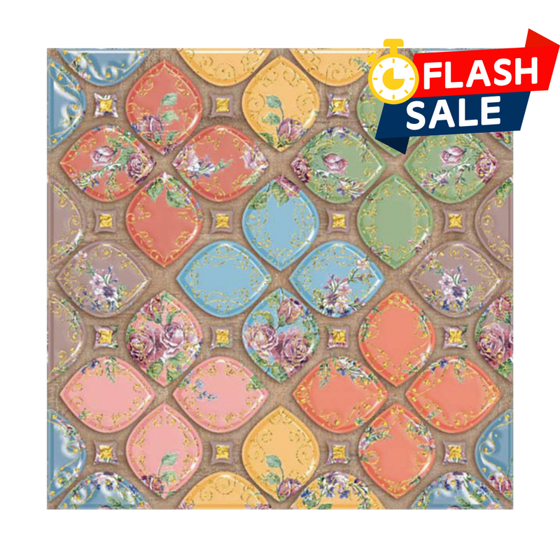 3D Colorful Petal Boho Peel and Stick Wall Tile