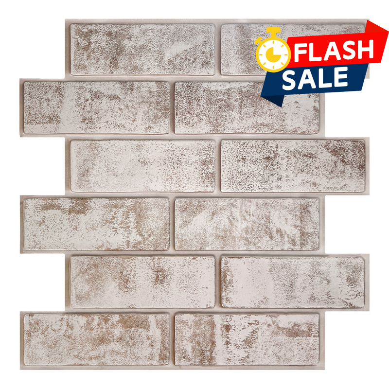 Azulejo de pared 3D Whitewash Brown Brick Peel and Stick