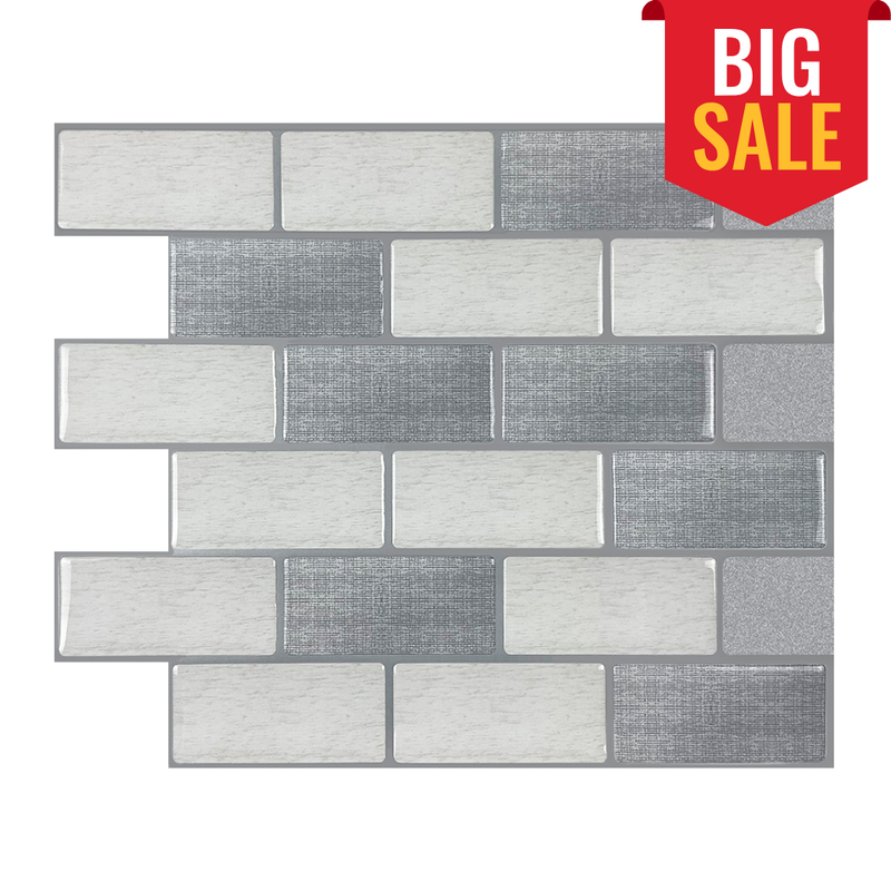 Silver White Subway Peel and Stick Backsplash Tile