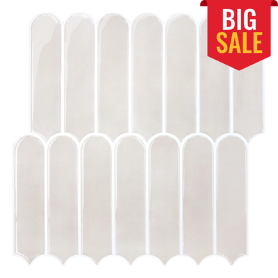 Toledo Cream Fish Scale Peel and Stick Backsplash Tile - Thicker Design