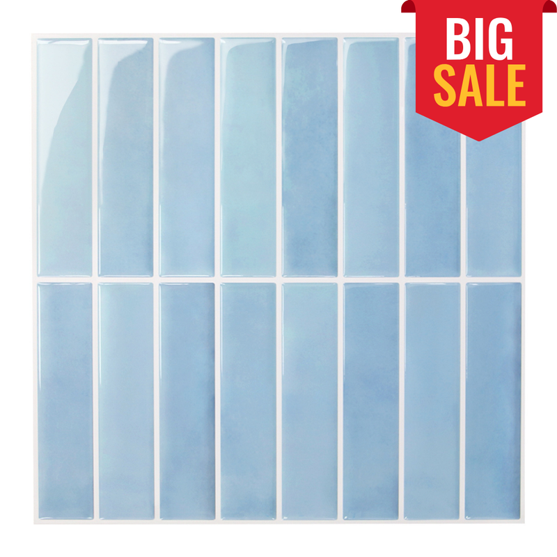 Aqua Blue Linear Peel and Stick Backsplash Tile
