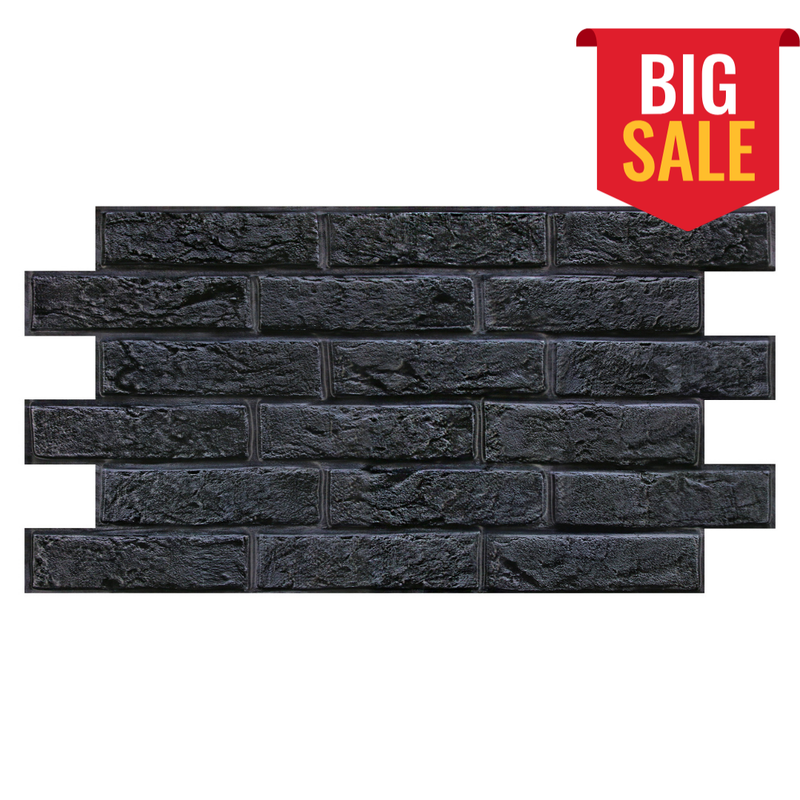 3D Black Brick Wall Panels Peel and Stick -Large Size
