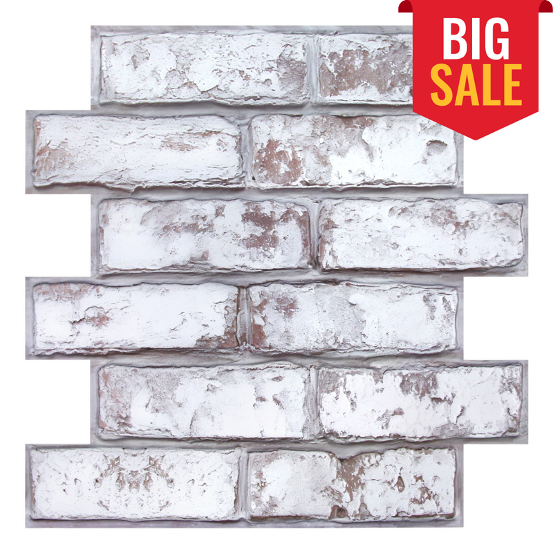 3D Rustikale Whitewash Brick Peel and Stick Wandfliese