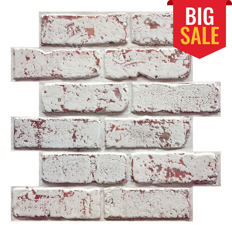 Azulejo de pared 3D Whitewash Brick Peel and Stick