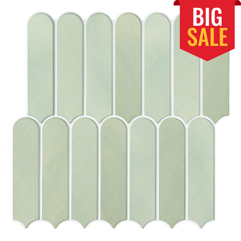 3D Light Olive Green Fish Scale Peel and Stick Wall Tile