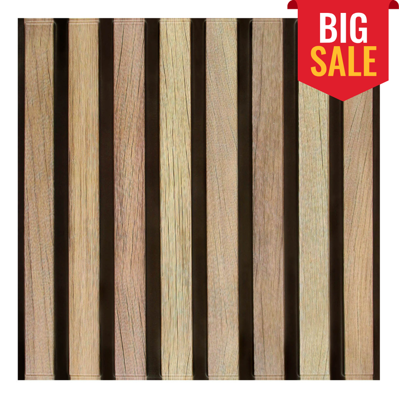 3D Slat Wood Peel and Stick Wall Tile