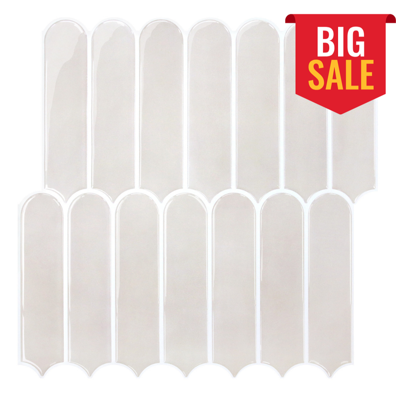 Toledo Cream Fish Scale Peel and Stick Backsplash Tile - Thicker Design