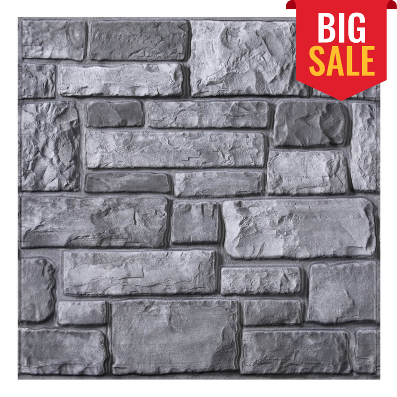 3D Rustic Grey Stone Peel and Stick Wall Tile