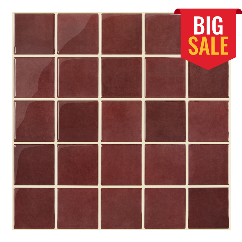 Red Square Peel and Stick Backsplash Tile - Thicker Design