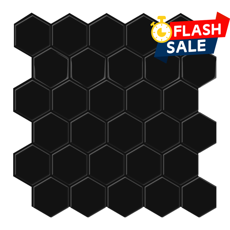 Black Hexagon Peel and Stick Tile Backsplash - Thicker Design