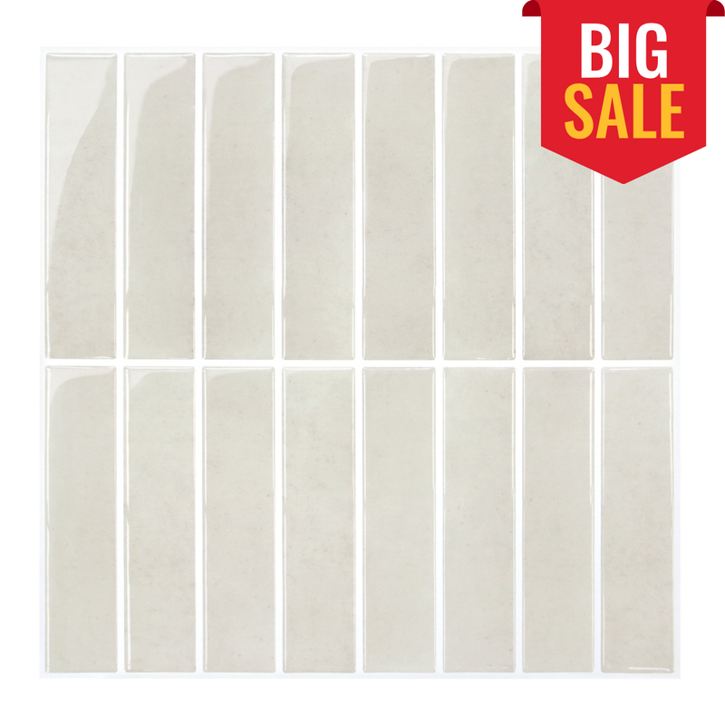 Beige Cream Color Linear Peel and Stick Backsplash Tile