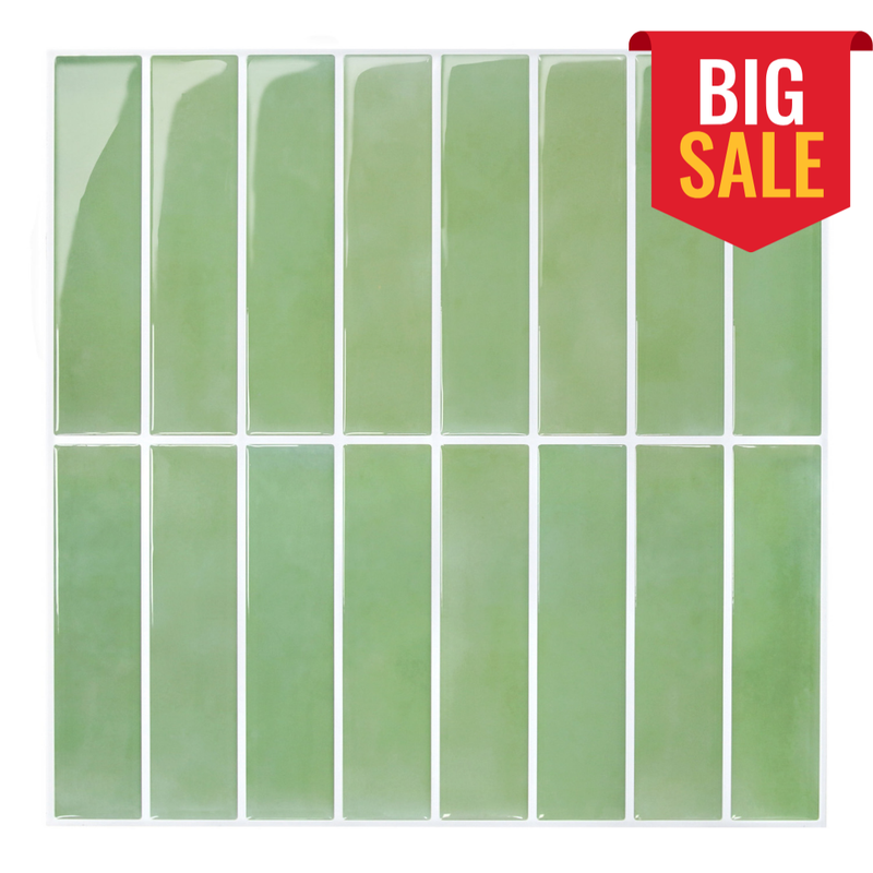 Azulejo para salpicadero de color verde salvia lineal autoadhesivo