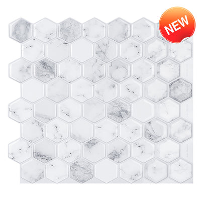 Carrara Marble Hexagon Peel and Stick Backsplash Tile