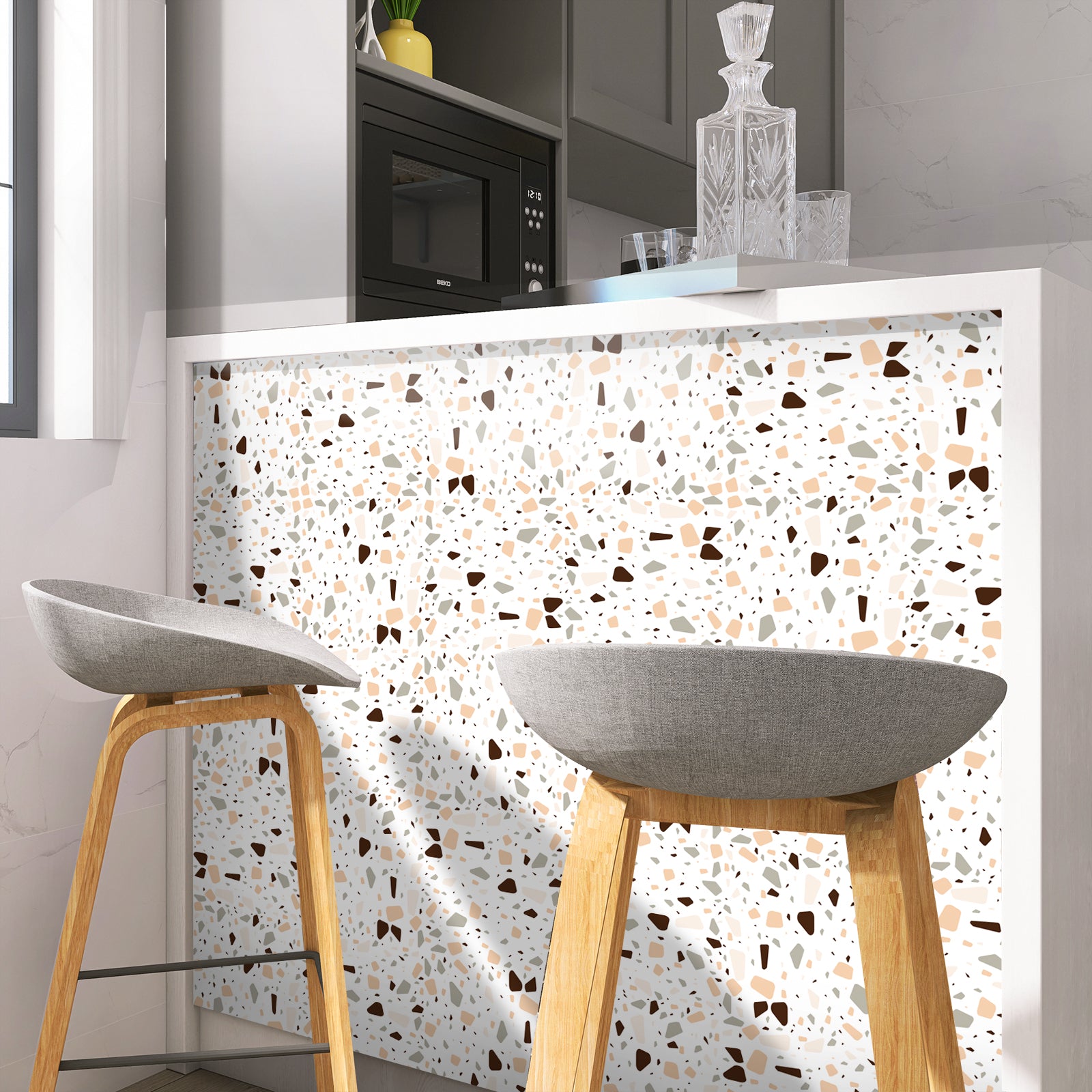 Colored Stone Terrazzo Peel and Stick Vinyl Floor Tile Sticker – Commomy