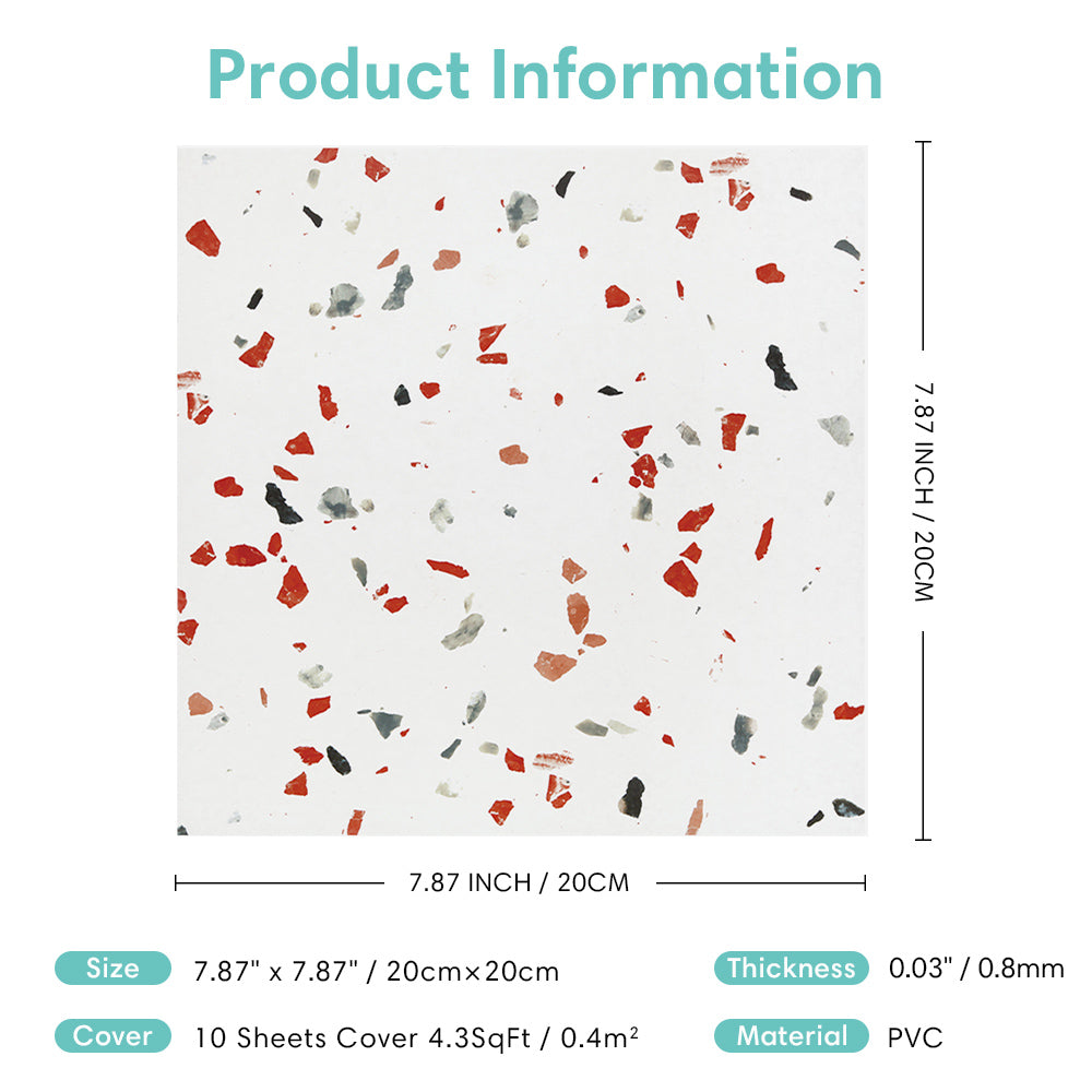Confetti Terrazzo Peel and Stick Vinyl Floor Tile Sticker – Commomy