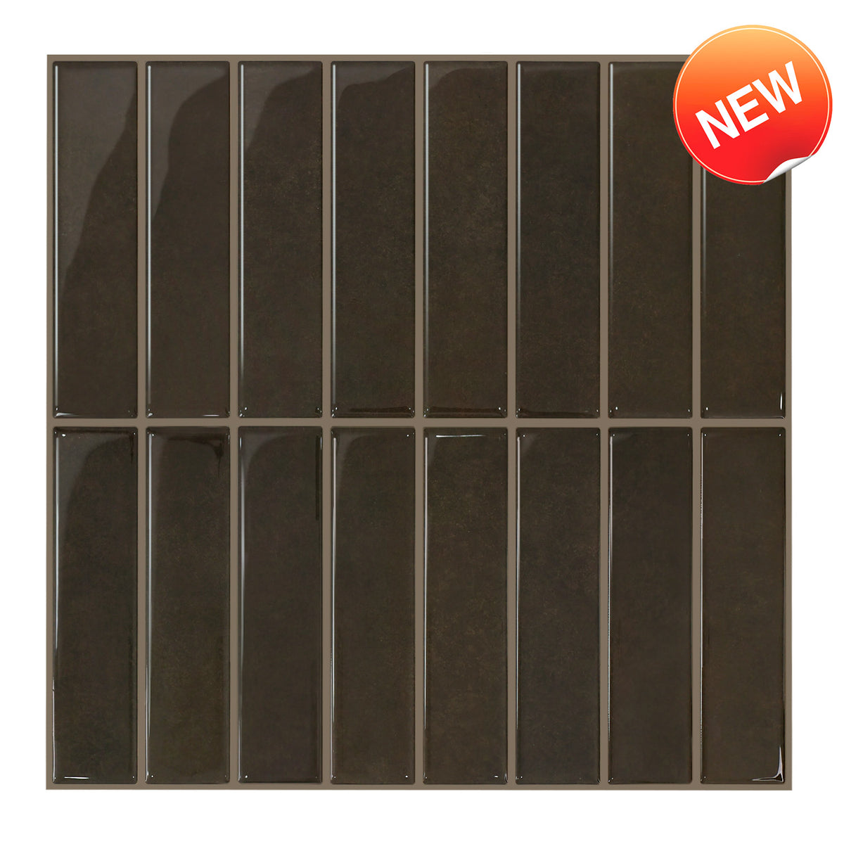 Dark Brown Linear Peel and Stick Backsplash Tile