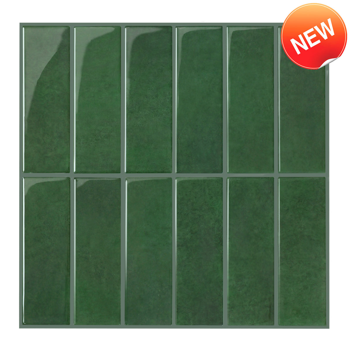 Dark Green Vertical Stack Peel and Stick Backsplash Tile