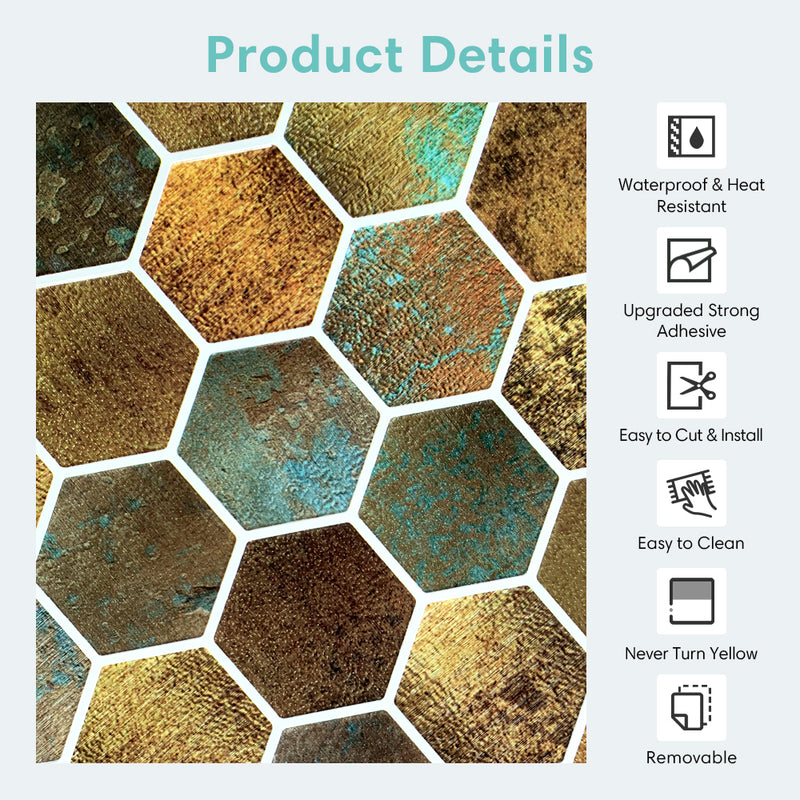Gold Hexagon Peel and Stick Backsplash Tile - Thicker Design – Commomy