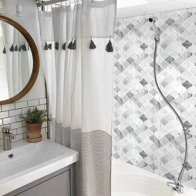 Gray Marble Arabesque Tile Backsplash Peel and Stick Tile - Thicker Design