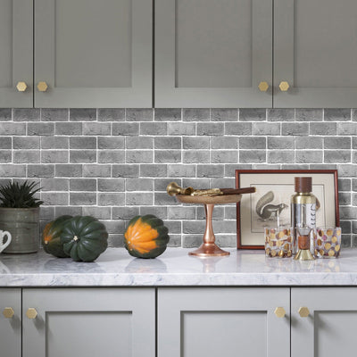 Grey Brick Peel and Stick Tile Stickers