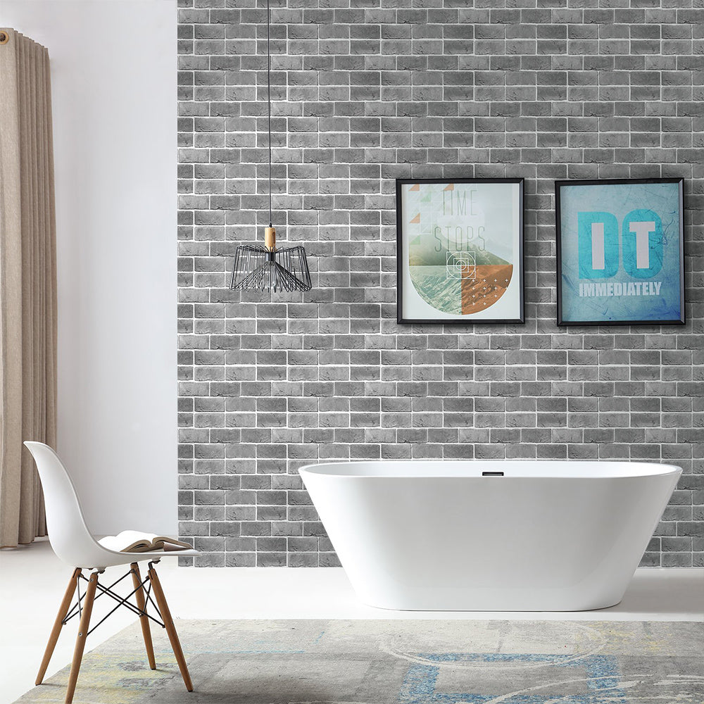Grey Brick Peel and Stick Tile Stickers – Commomy, image size:1000x1000