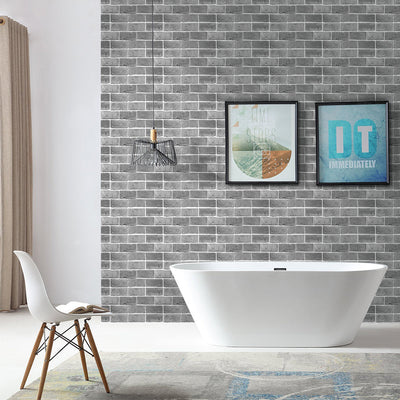 Grey Brick Peel and Stick Tile Stickers