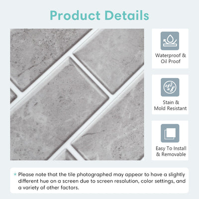 Light Grey Marble Peel and Stick Tile Stickers