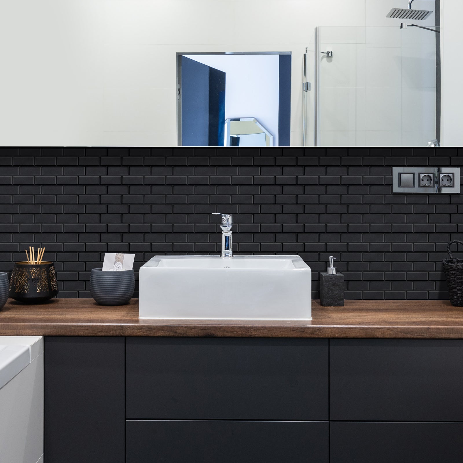 Matte Black Peel and Stick Backsplash Tile - Thicker Design – Commomy