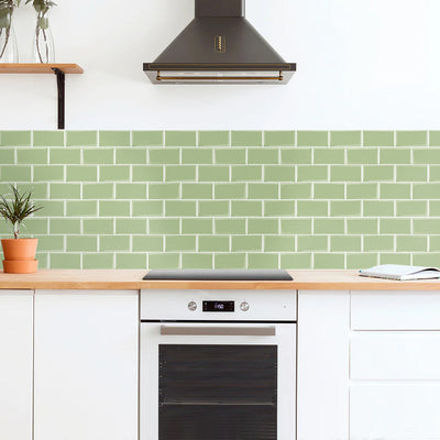 Olive Green Subway Peel and Stick Tile Backsplash - Thicker Design