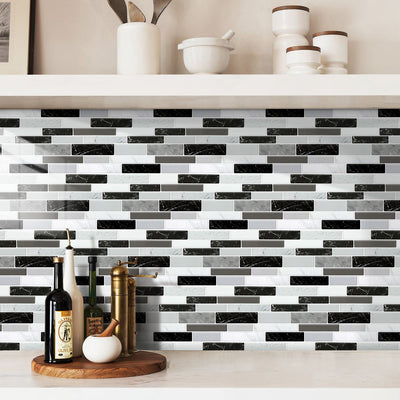Grey and Black Marble Peel and Stick Tile Stickers