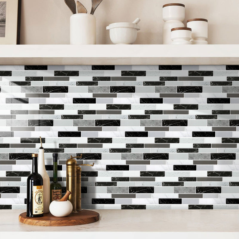 Grey and Black Marble Peel and Stick Tile Stickers