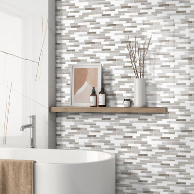Grey and White Marble Peel and Stick Tile Stickers