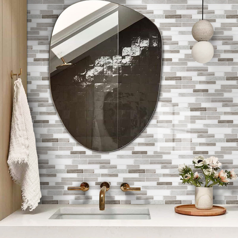 Grey and White Marble Peel and Stick Tile Stickers