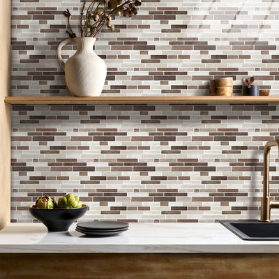 Brown Grey Marble Peel and Stick Tile Stickers