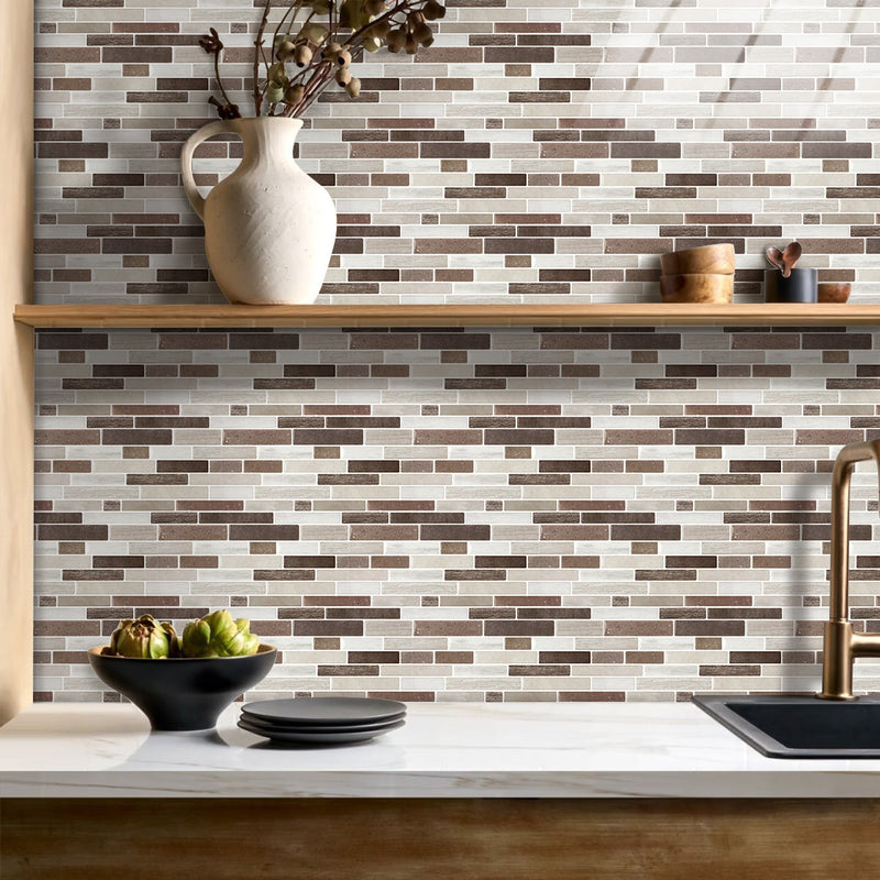 Brown Grey Marble Peel and Stick Tile Stickers