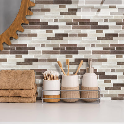 Brown Grey Marble Peel and Stick Tile Stickers