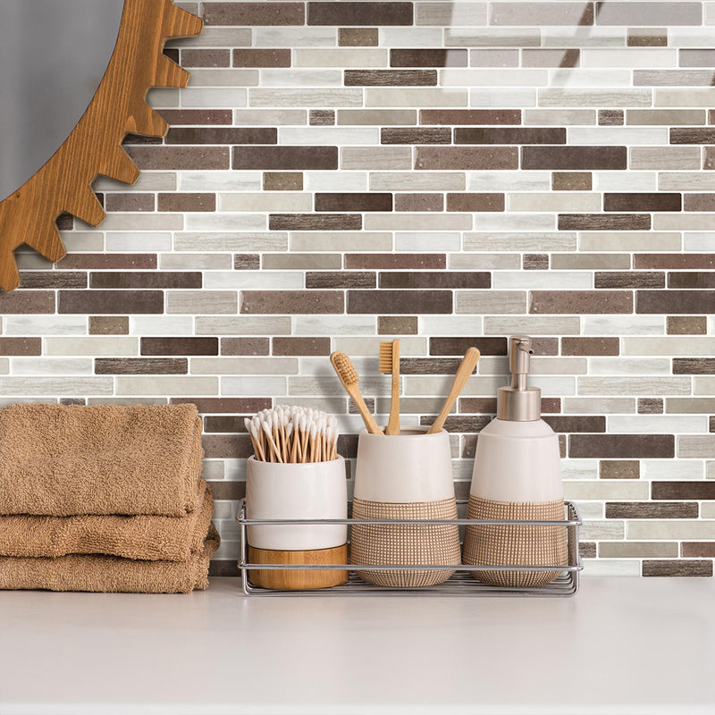 Brown Grey Marble Peel and Stick Tile Stickers