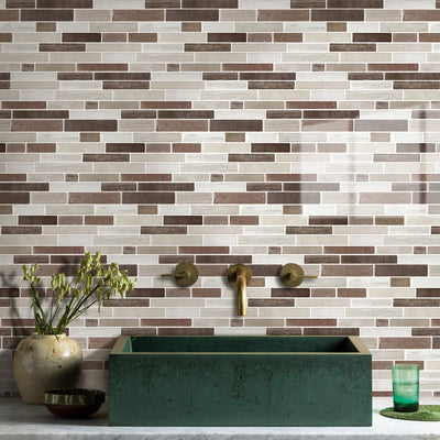 Brown Grey Marble Peel and Stick Tile Stickers