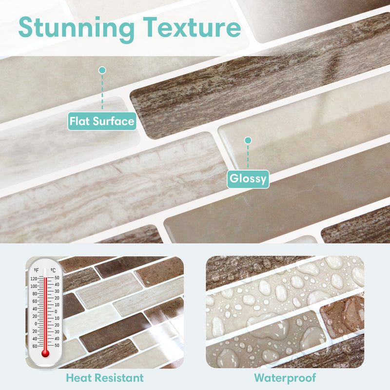 Brown Grey Marble Peel and Stick Tile Stickers
