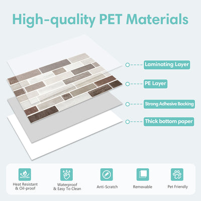 Brown Grey Marble Peel and Stick Tile Stickers