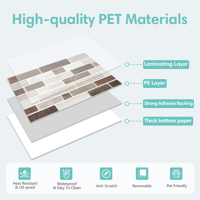 Brown Grey Marble Peel and Stick Tile Stickers