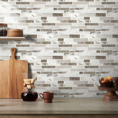 Grey Marbling Peel and Stick Tile Stickers
