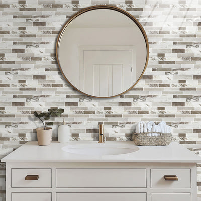 Grey Marbling Peel and Stick Tile Stickers