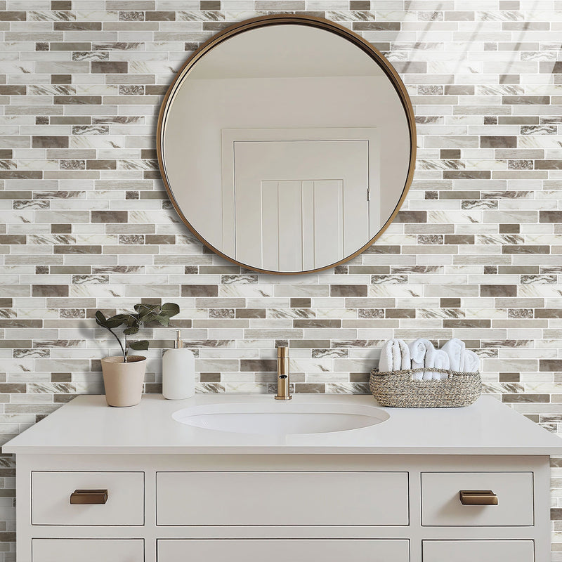 Grey Marbling Peel and Stick Tile Stickers